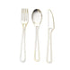 24 Pack | 7inch Gold Modern Hollow Handle Design Plastic Silverware Set#whtbkgd