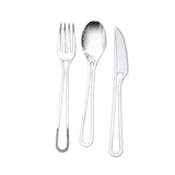 24 Pack | 7inch Silver Modern Hollow Handle Design Plastic Silverware Set#whtbkgd