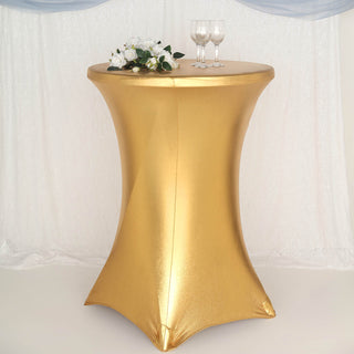 Premium Metallic Gold Spandex Highboy Cocktail Table Cover