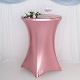 32inch Dia Premium Metallic Rose Gold Spandex Highboy Cocktail Table Cover