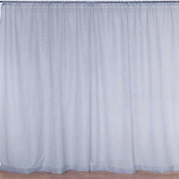 2 Pack Dusty Blue Inherently Flame Resistant Sheer Curtain Panels, Premium Chiffon Backdrops With Rod Pockets - 10ftx10ft
