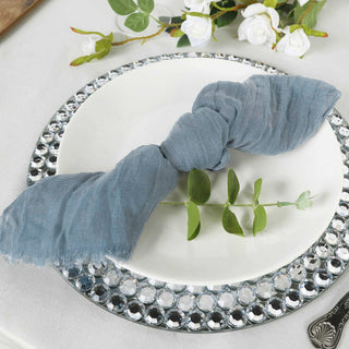 Elevate Your Table Setting with Dusty Blue Gauze Cheesecloth Boho Dinner Napkins