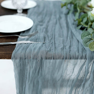 10ft Dusty Blue Gauze Cheesecloth Boho Table Runner