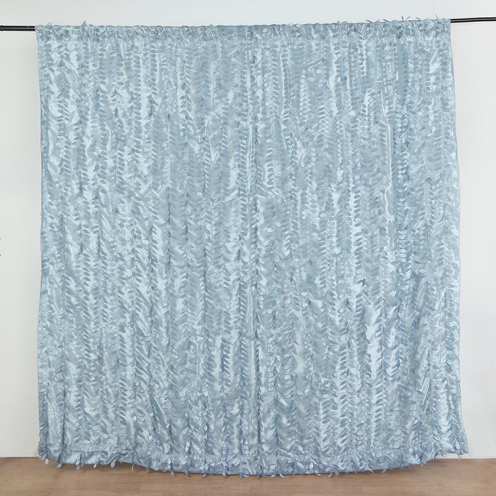 8ftx8ft Dusty Blue 3D Leaf Petal Taffeta Fabric Event Curtain Drapery, Photo Backdrop Panel