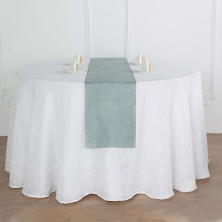 Elevate Your Tablescapes with the Dusty Blue Linen Table Runner
