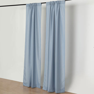 2 Pack | Dusty Blue Polyester Photography Backdrop Curtains, Drapery Panels With Rod Pockets, 10ftx8ft - 130 GSM