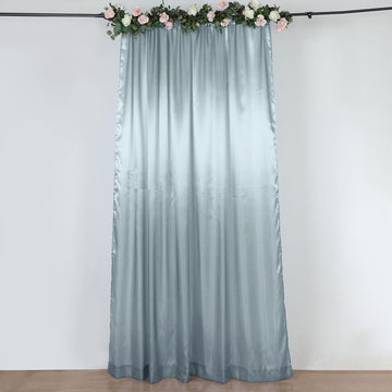 8ftx10ft Dusty Blue Satin Event Curtain Drapes, Backdrop Event Panel