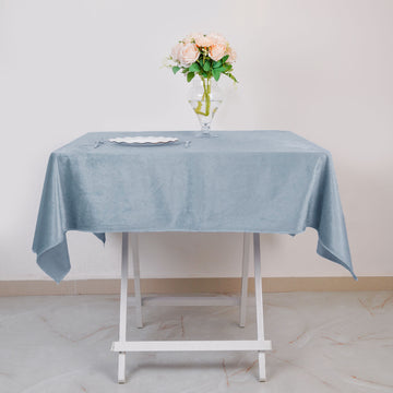 54"x54" Dusty Blue Seamless Premium Velvet Square Tablecloth, Reusable Linen