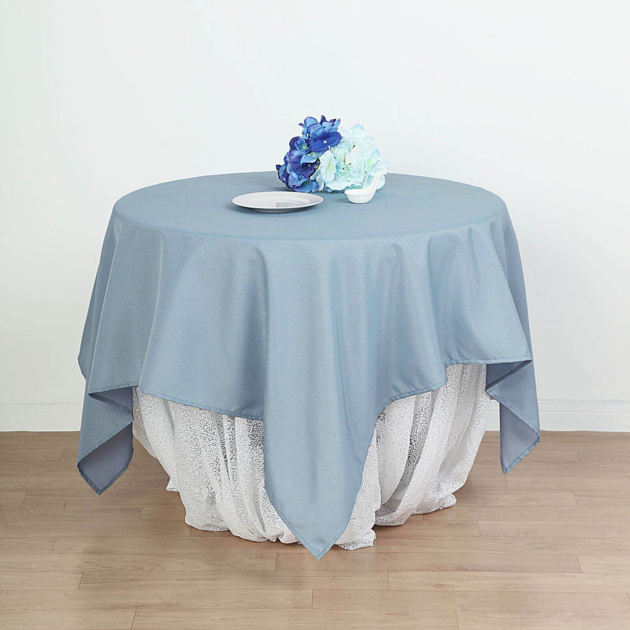 90Inch Dusty Blue Seamless Square Polyester Table Overlay