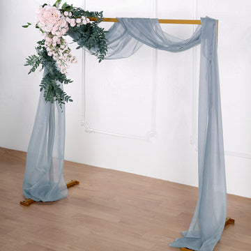 18ft Dusty Blue Sheer Organza Wedding Arch Drapery Fabric, Window Scarf Valance