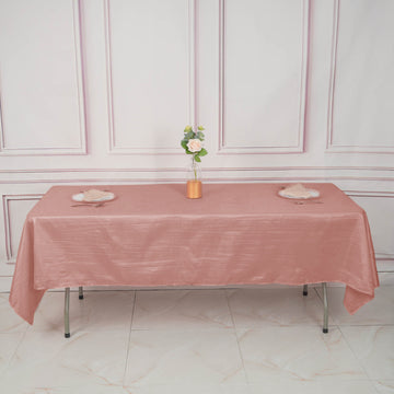60"x102" Dusty Rose Accordion Crinkle Taffeta Seamless Rectangle Tablecloth