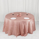 132inch Dusty Rose Accordion Crinkle Taffeta Seamless Round Tablecloth
