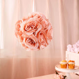 2 Pack | 7inch Dusty Rose Artificial Rose Flower Ball, Silk Kissing Ball