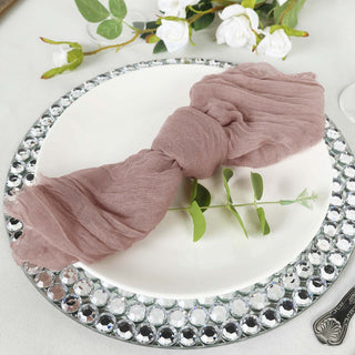 Elevate Your Table Setting with Dusty Rose Gauze Cheesecloth Boho Dinner Napkins