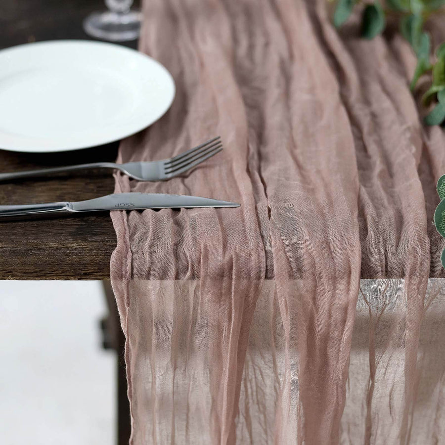 10ft Dusty Rose Gauze Cheesecloth Boho Table Runner