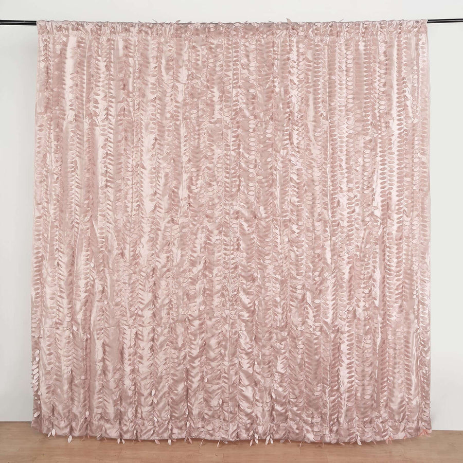 8ftx8ft Dusty Rose 3D Leaf Petal Taffeta Fabric Photography Backdrop Drape, Event Curtain Panel