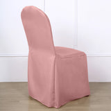 Dusty Rose Polyester Banquet Chair Cover, Reusable Stain Resistant Slip On Chair Cover