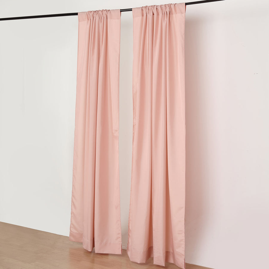 2 Pack Dusty Rose Polyester Event Curtain Drapes, 10ftx8ft Backdrop Event Panels With Rod Pockets