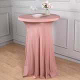 Dusty Rose Round Heavy Duty Spandex Cocktail Table Cover With Natural Wavy Drapes