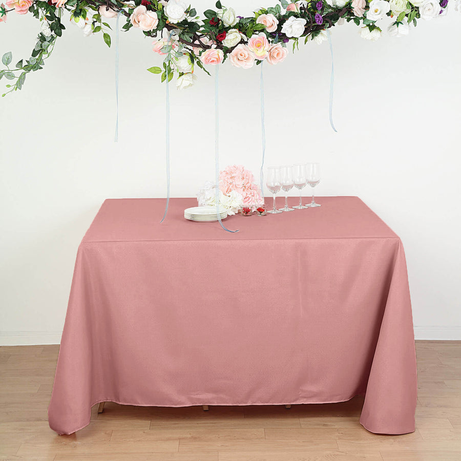 90Inch Dusty Rose Seamless Square Polyester Tablecloth