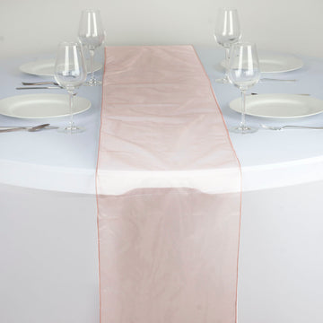 10 Pack Dusty Rose Sheer Organza Table Runners - 14"x108"