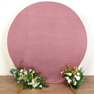 7.5ft Dusty Rose Soft Velvet Fitted Round Event Party Backdrop Cover