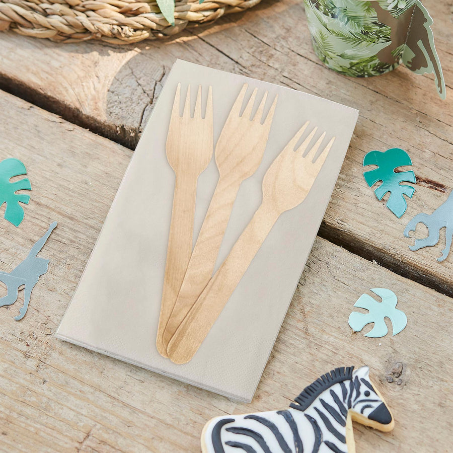 100 Pack Eco Friendly Birchwood Picnic Forks, 6inch Biodegradable Wooden Cutlery