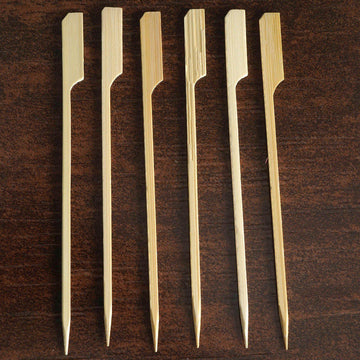 100 Pack 6" Eco Friendly Paddle Shaped Bamboo Skewers Cocktail Picks