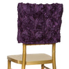 16 inches Eggplant Satin Rosette Chiavari Chair Caps, Chair Back Covers
