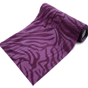 12"x10 Yards | Eggplant Zebra Animal Print Taffeta Fabric Roll