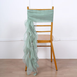 Eucalyptus Sage Chiffon Curly Chair Sash - Add Elegance to Your Event Chairs