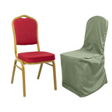 Dusty Sage Green Polyester Banquet Chair Cover, Reusable Stain Resistant Slip On Chair Cover