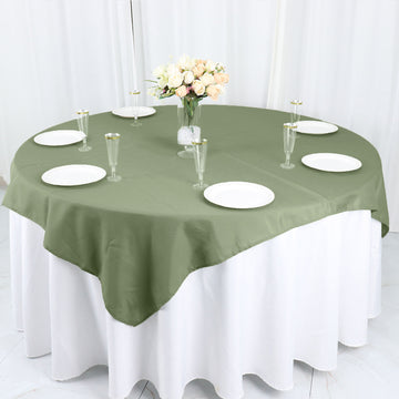 54"x54" Dusty Sage Green Seamless Polyester Square Table Overlay