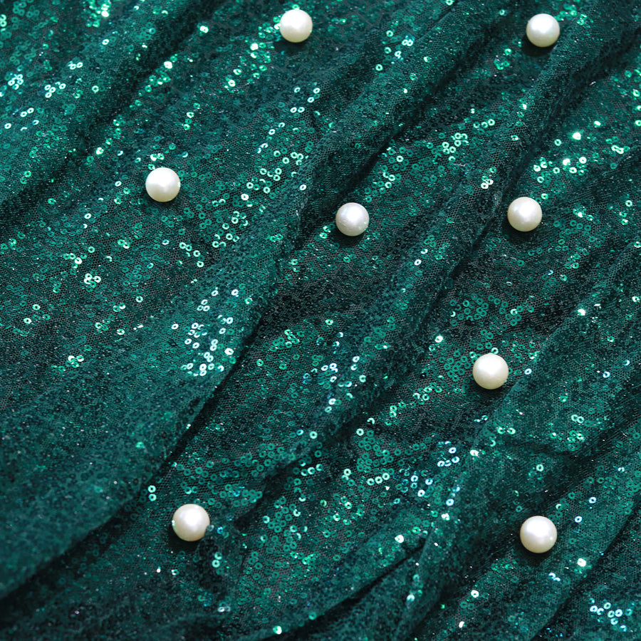 54inches x 4 Yards Hunter Emerald Green Premium Sequin Fabric Bolt, Sparkly DIY Craft Fabric Roll