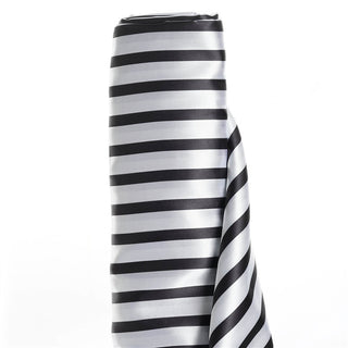 Black and White Satin Stripe Fabric Bolt for Elegant Event Decor
