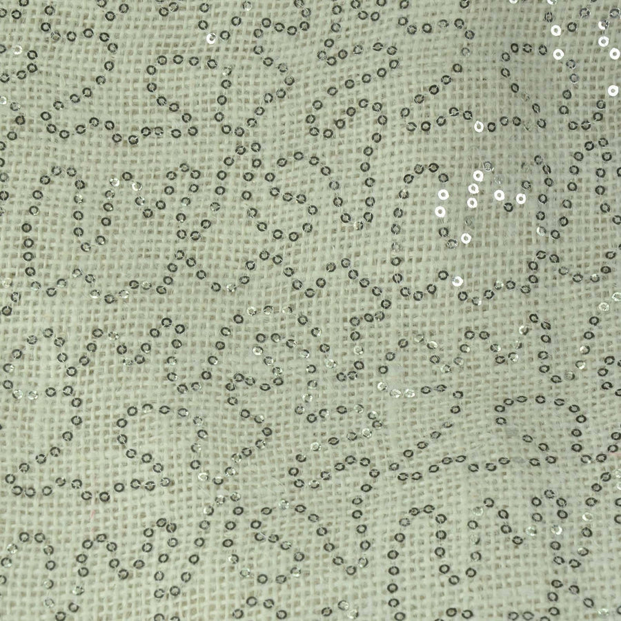 54Inch x 4 Yards Silver Sequin Burlap Fabric Roll, DIY Craft Jute Fabric Bolt#whtbkgd