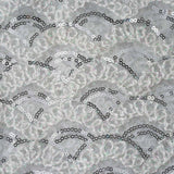 54 Inch x 4 Yards Silver / White Tulle Lace Sequin Fabric Roll, DIY Craft Fabric Bolt#whtbkgd