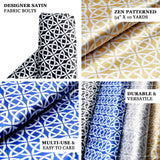 54inch x 10 yards Royal Blue Zen Design Satin Fabric Bolt, DIY Craft Fabric Roll