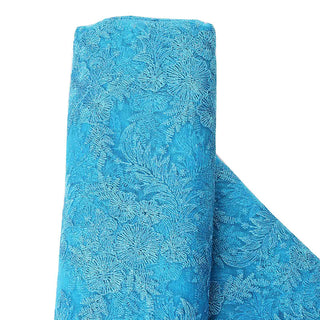 Turquoise Floral Embroidered Lace Tulle Fabric Bolt for Every Occasion