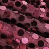 54 inch x 4Yards Burgundy Big Payette Sequin Fabric Roll, Mesh Sequin DIY Craft Fabric Bolt