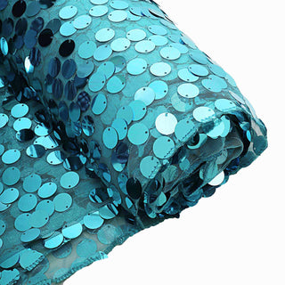 Turquoise Big Payette Sequin Fabric Roll