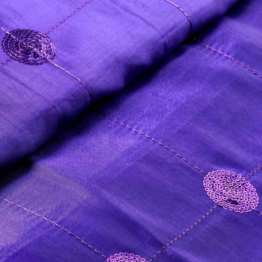 54inch x 5 Yards Purple Sequin Tuft Design Taffeta Fabric Bolt, DIY Craft Fabric Roll