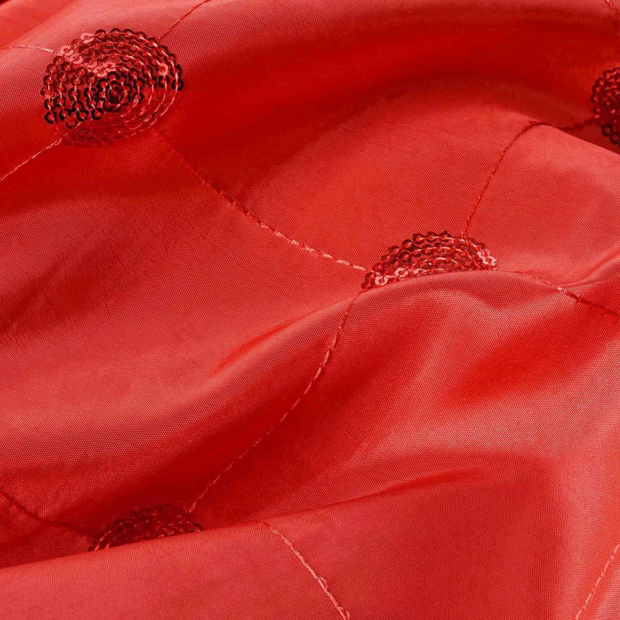 54inch x 5 Yards Red Sequin Tuft Design Taffeta Fabric Bolt, DIY Craft Fabric Roll#whtbkgd