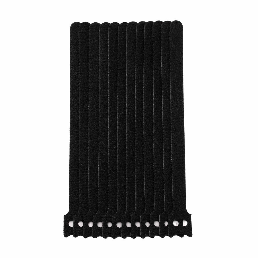 12 Pack | 8inch Black Reusable Fastening Velcro Cable Ties
