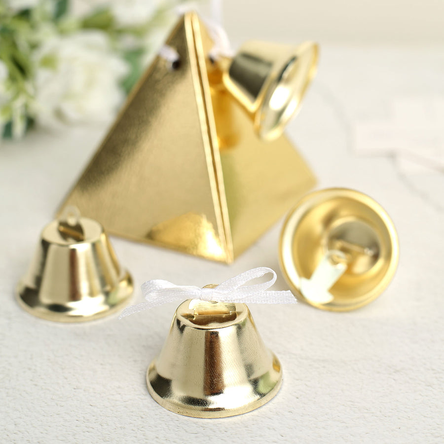 24 Pack | Gold Kissing Bells, Cowbell Farmhouse Wedding Favors