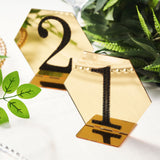 5 Pack | 5inch Gold Acrylic Hexagon Wedding Table Sign Holders, Number Stands