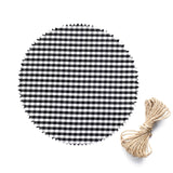Black/White Gingham Mason Jar Cloth Lid Covers, Checkered Jam Jar Covers with Jute String#whtbkgd