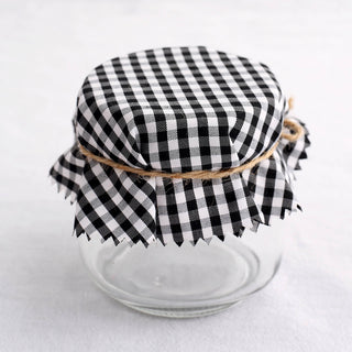Checkered Jam Jar Covers with Jute String