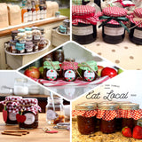 6inch Red / White Gingham Mason Jar Cloth Lid Covers, Checkered Jam Jar Covers with Jute String