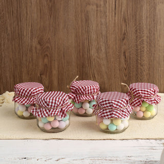 Add a Touch of Charm with Red and White Gingham Mason Jar Cloth Lid Covers